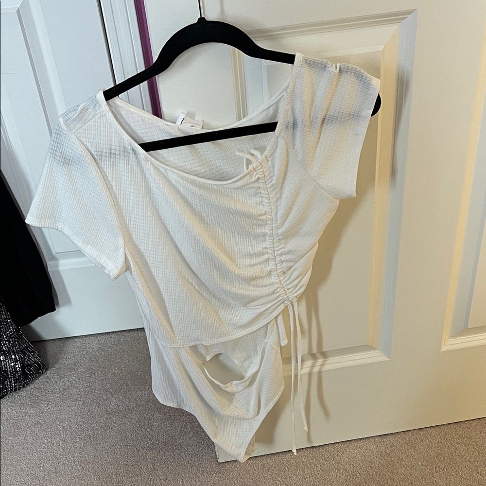 Le Lis White Ruched Bodysuit